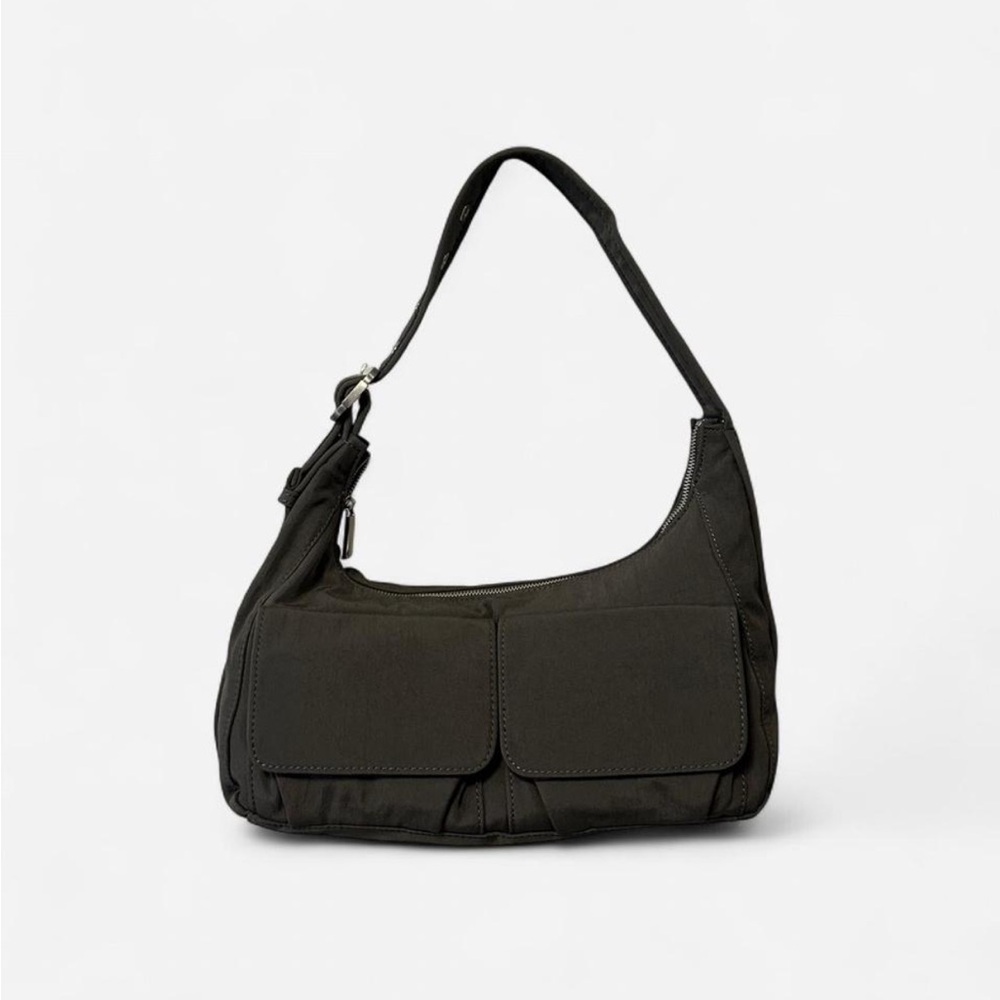 Zara Dark Grey Utility Shoulder Bag